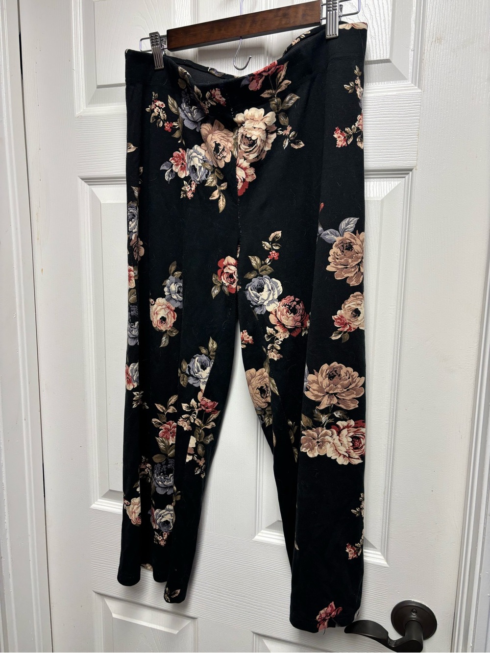 Jules & Leopold Black Floral High-Waist Pants size L